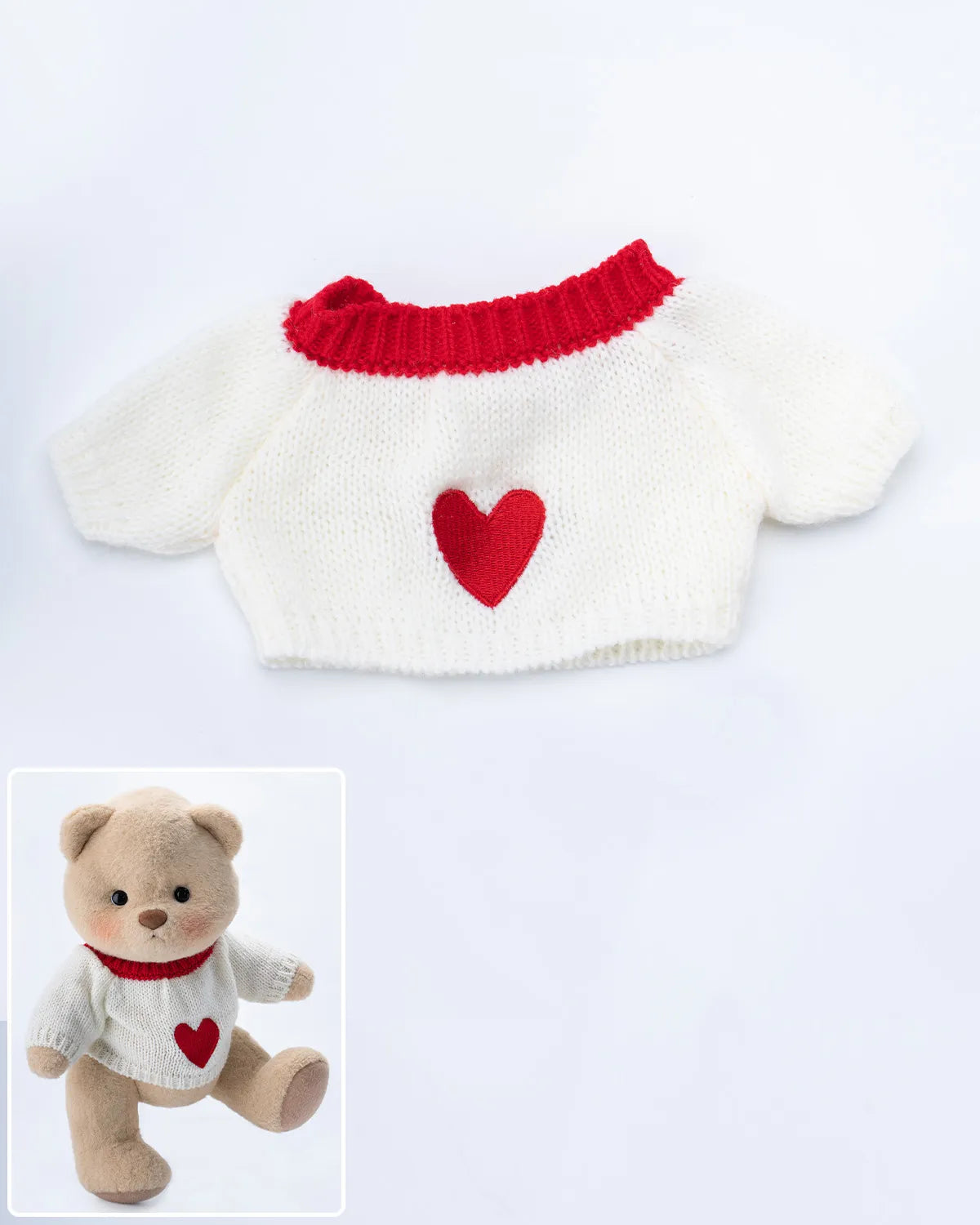 SunPuffy™ Aşk Kalpli Beyaz Kazak Puffy
