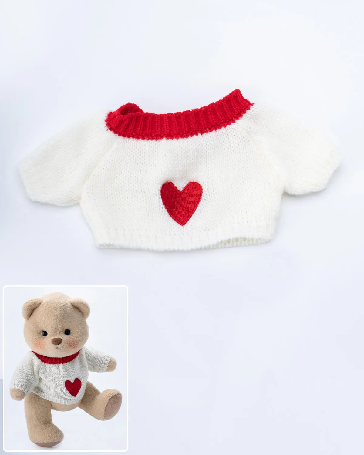 SunPuffy™ Aşk Kalpli Beyaz Kazak Puffy