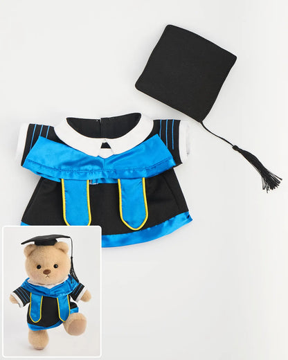 SunPuffy™ Mezuniyet Kepi ve Cüppesi Mavi Etekli Ayı