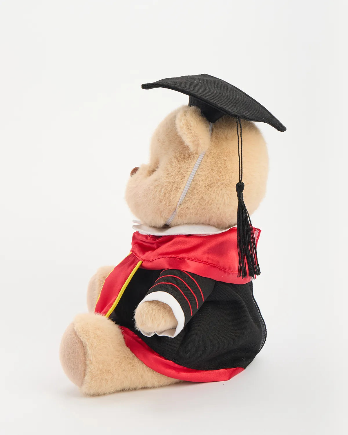 SunPuffy™ Mezuniyet Kepi ve Cüppesi Kırmızı Etekli Ayı